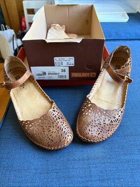 PIKOLINOS Brandy Brown Girls Laser-Cut Mary Jane Shoes